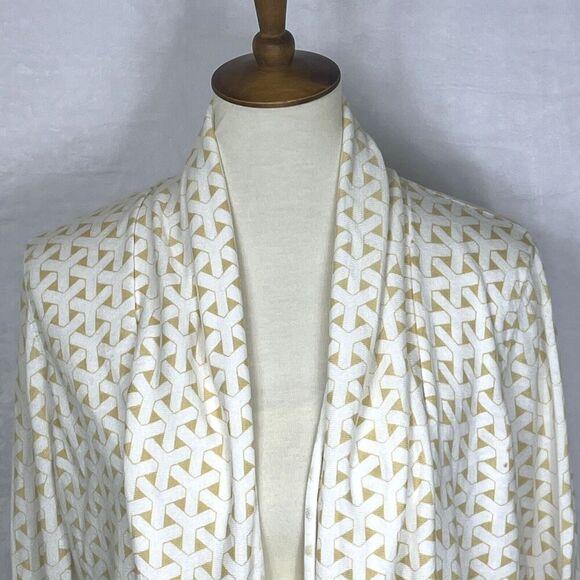 J. McLaughLin Womens Open Front Knit Cardigan Yellow White Size L - Picture 2 of 10